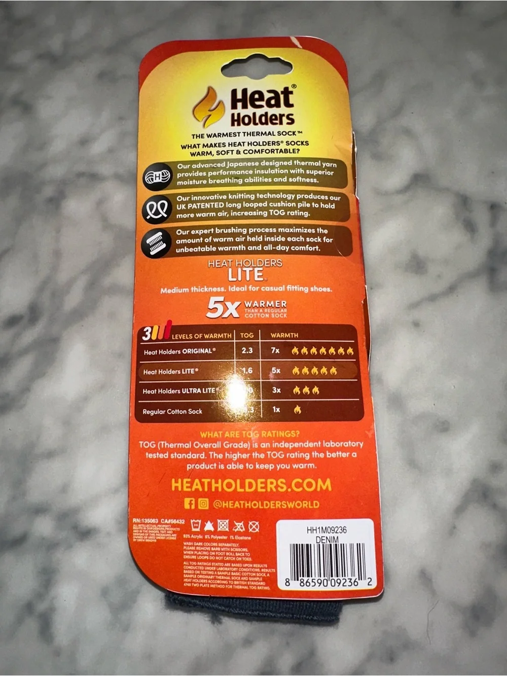 Heat Holders Lite Thermal Socks - Navy with White Accents